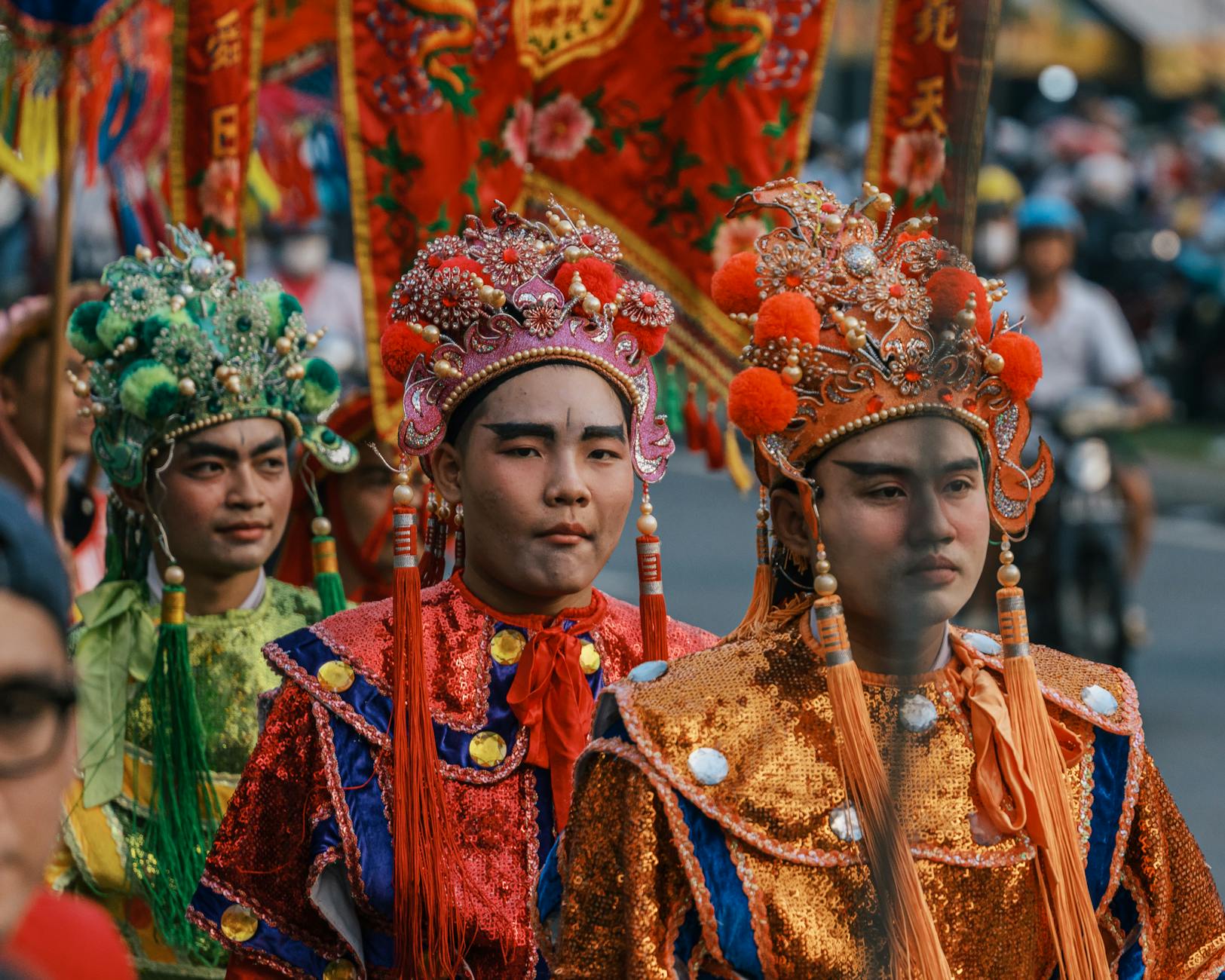 Colorful costumes on display during a Key West festival parade