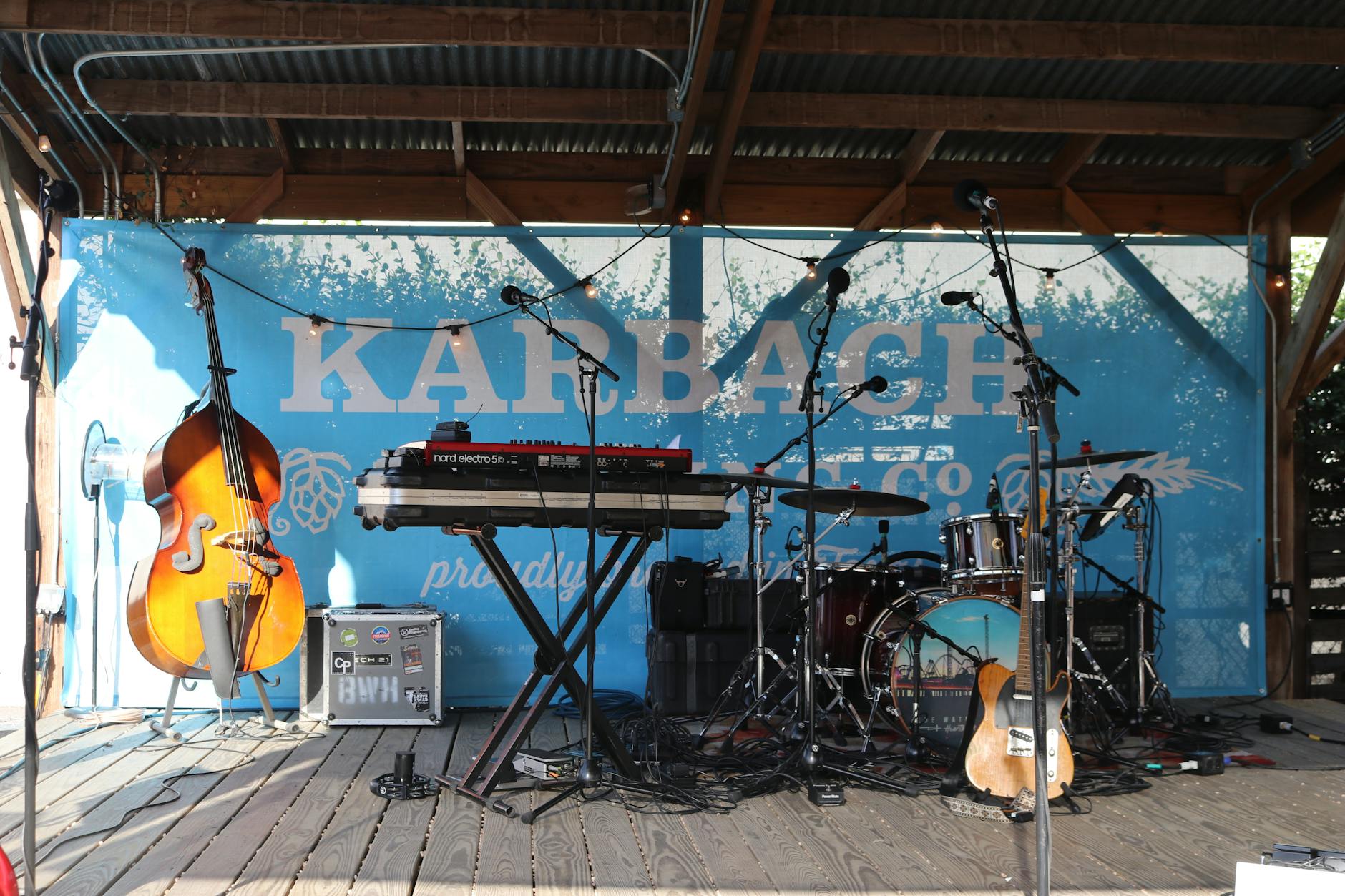 Live music performance at an outdoor Key West festival stage