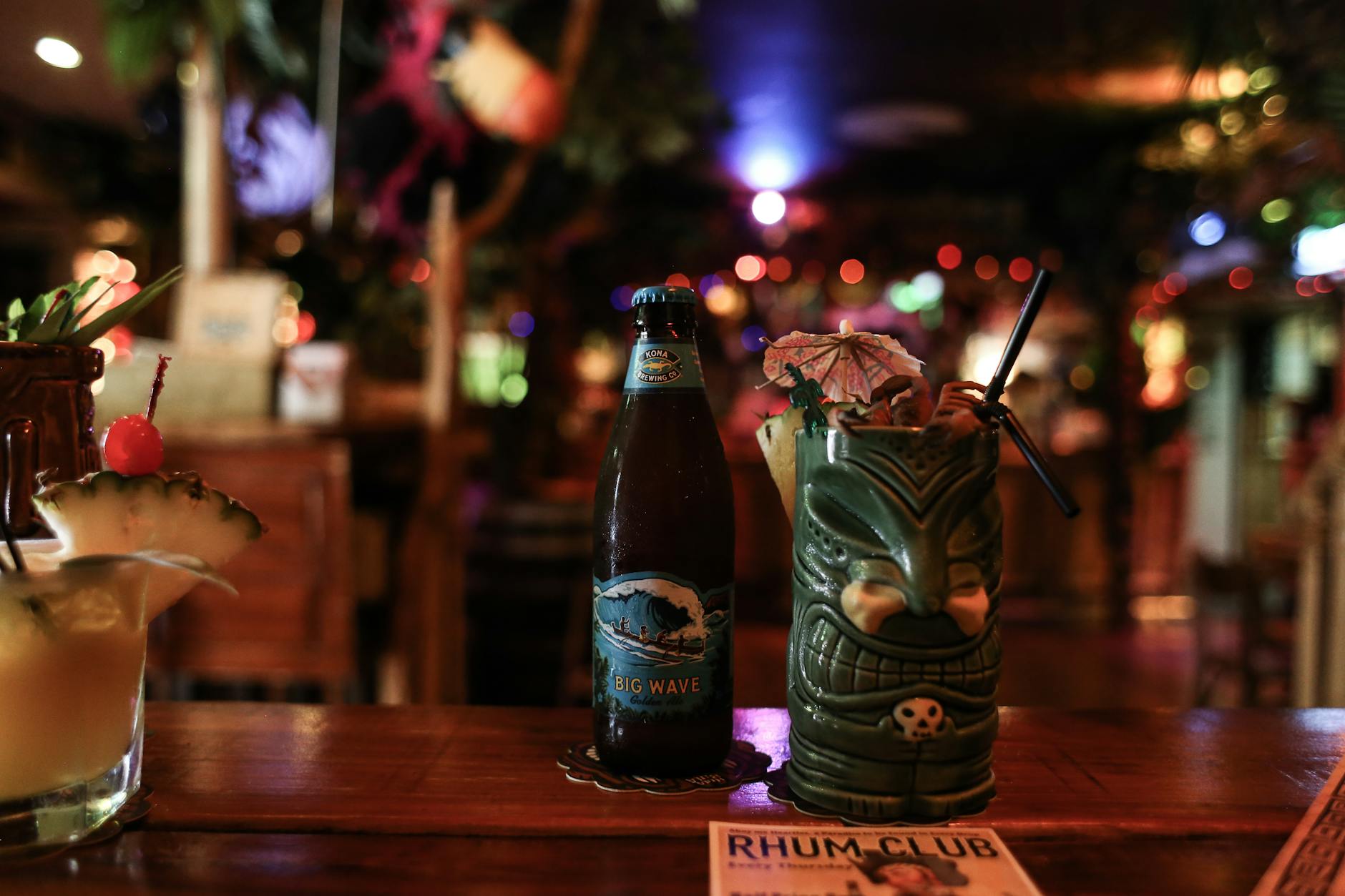 Tropical cocktails at a Key West bar during a lively evening out