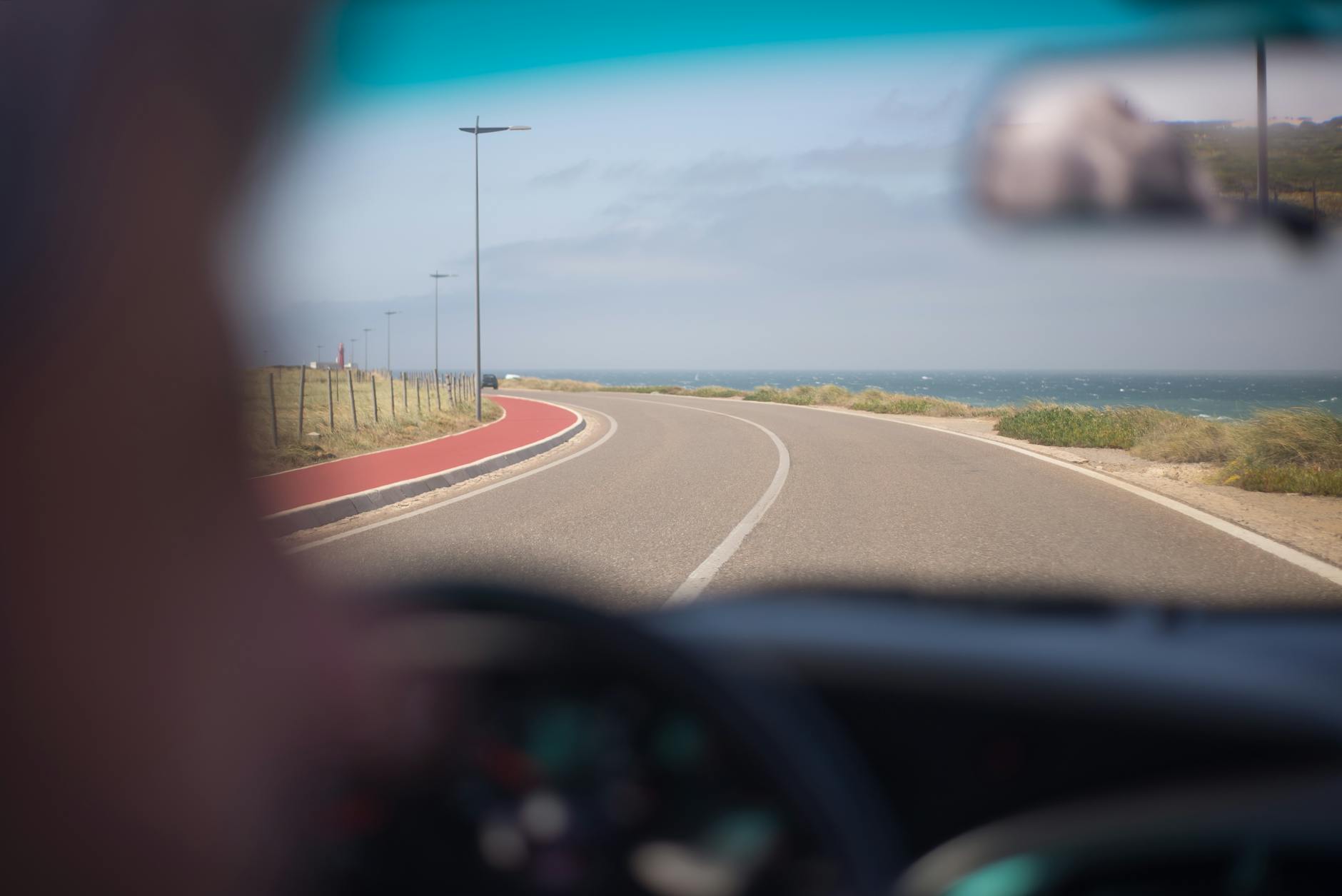 Scenic coastal drive along the highway with ocean views approaching Key West