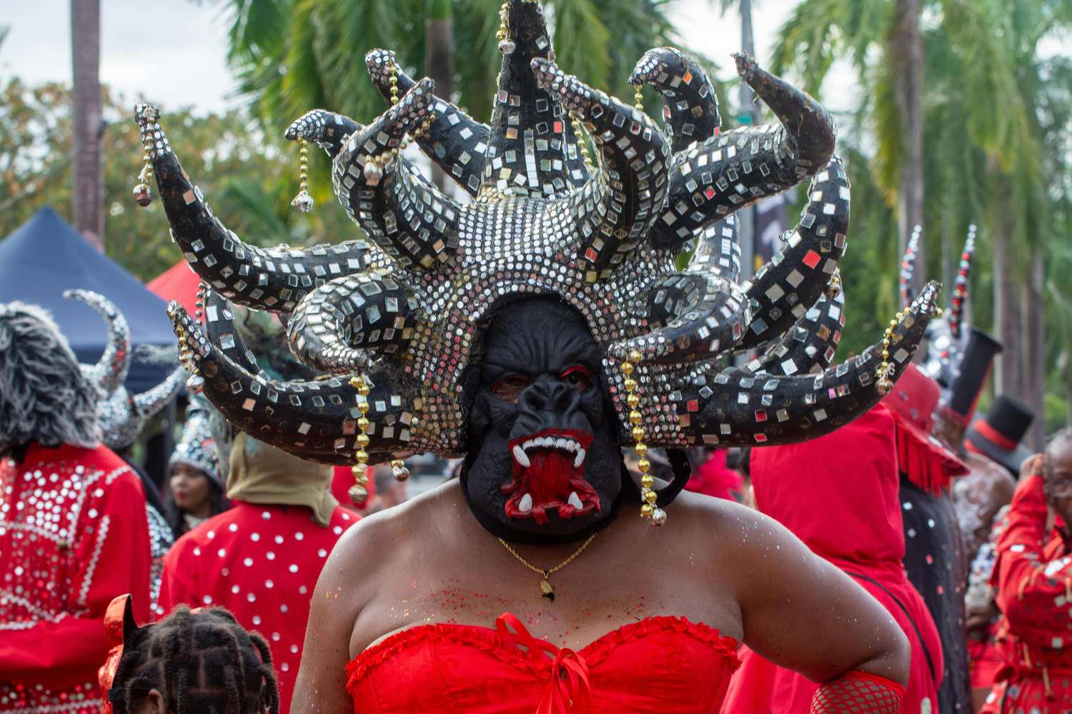 Elaborate headdress costume similar to those at Fantasy Fest Key West
