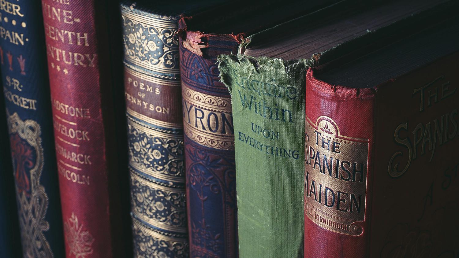 Leather-bound classic books like those associated with the Hemingway House Key West