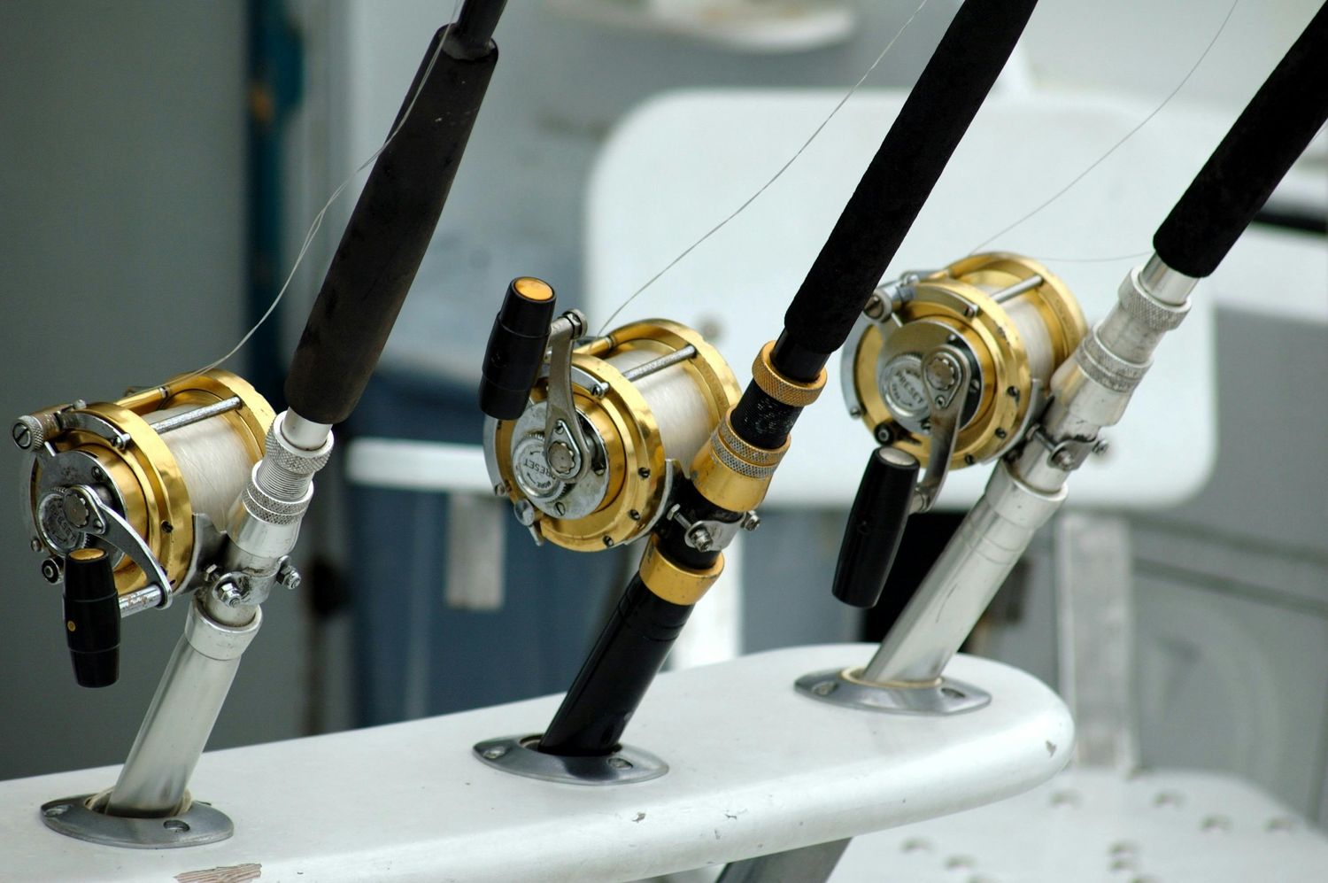 Fishing rods and reels on a Key West deep sea fishing charter