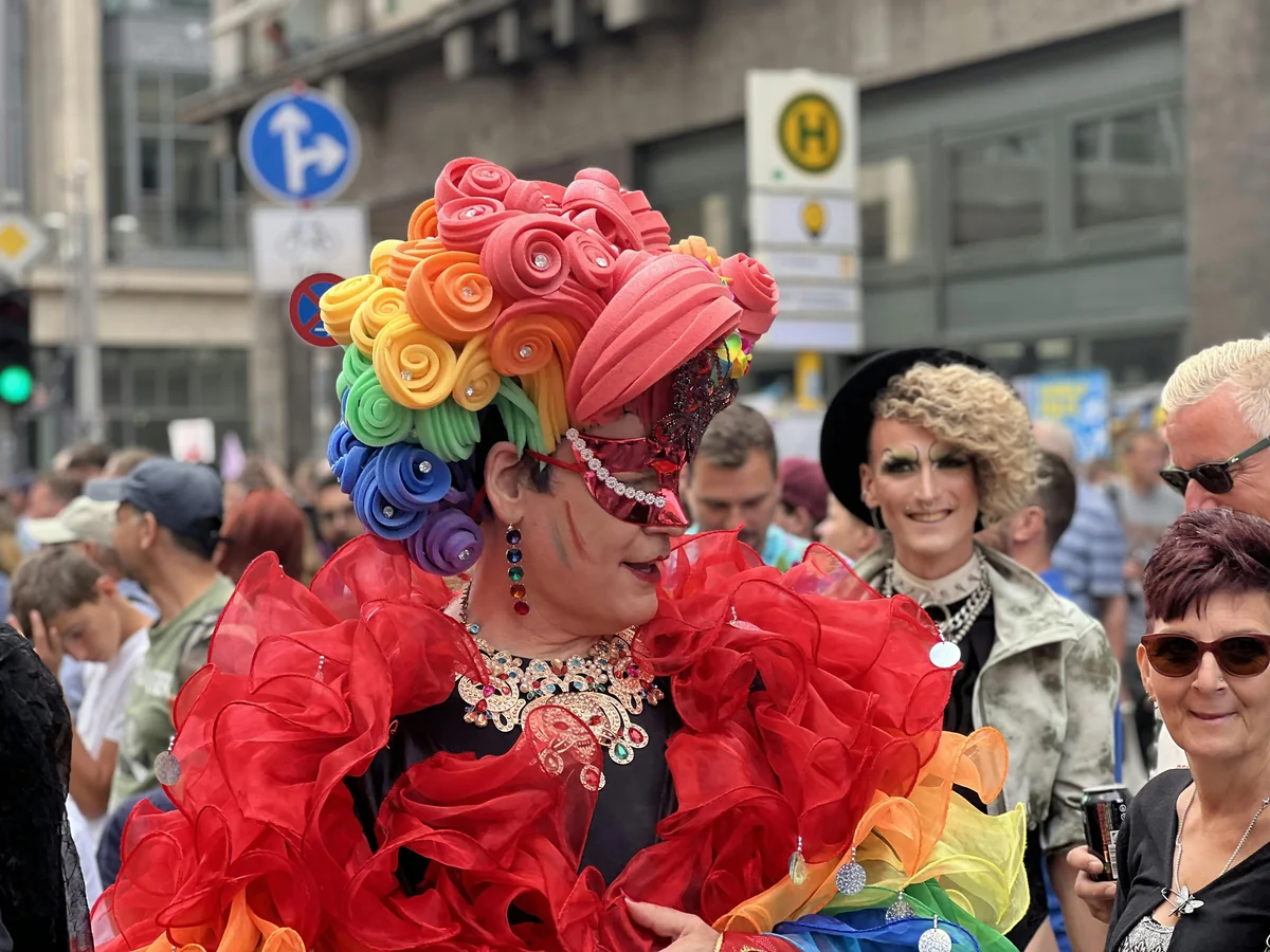 A drag performer in costume at a Key West show