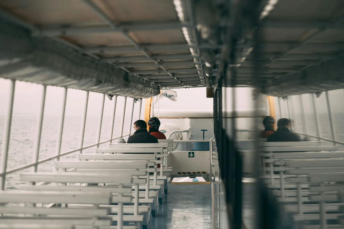 Passengers on the deck of a ferry to Key West