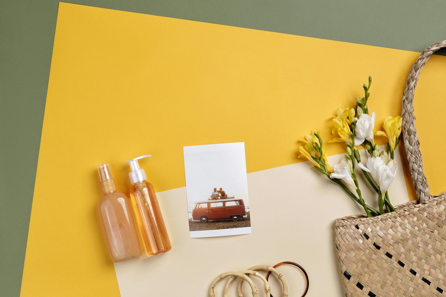 Travel essentials laid out for the Key West packing list