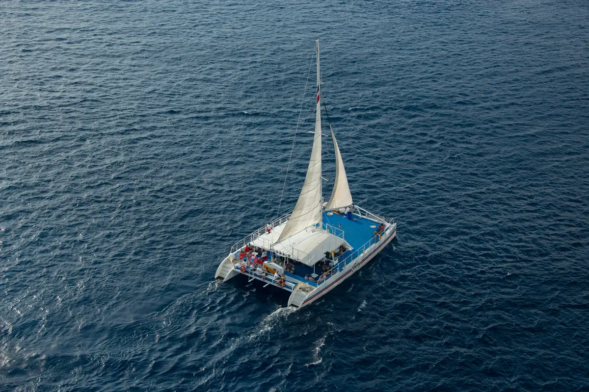 A catamaran heading to the Key West reef
