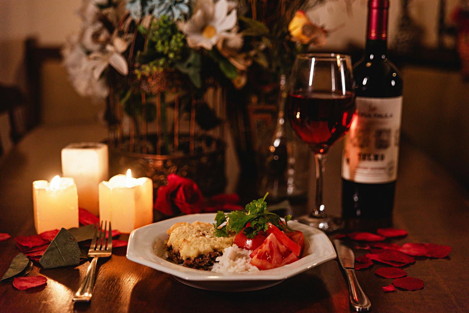 Candlelit romantic dinner with wine for a Key West date night