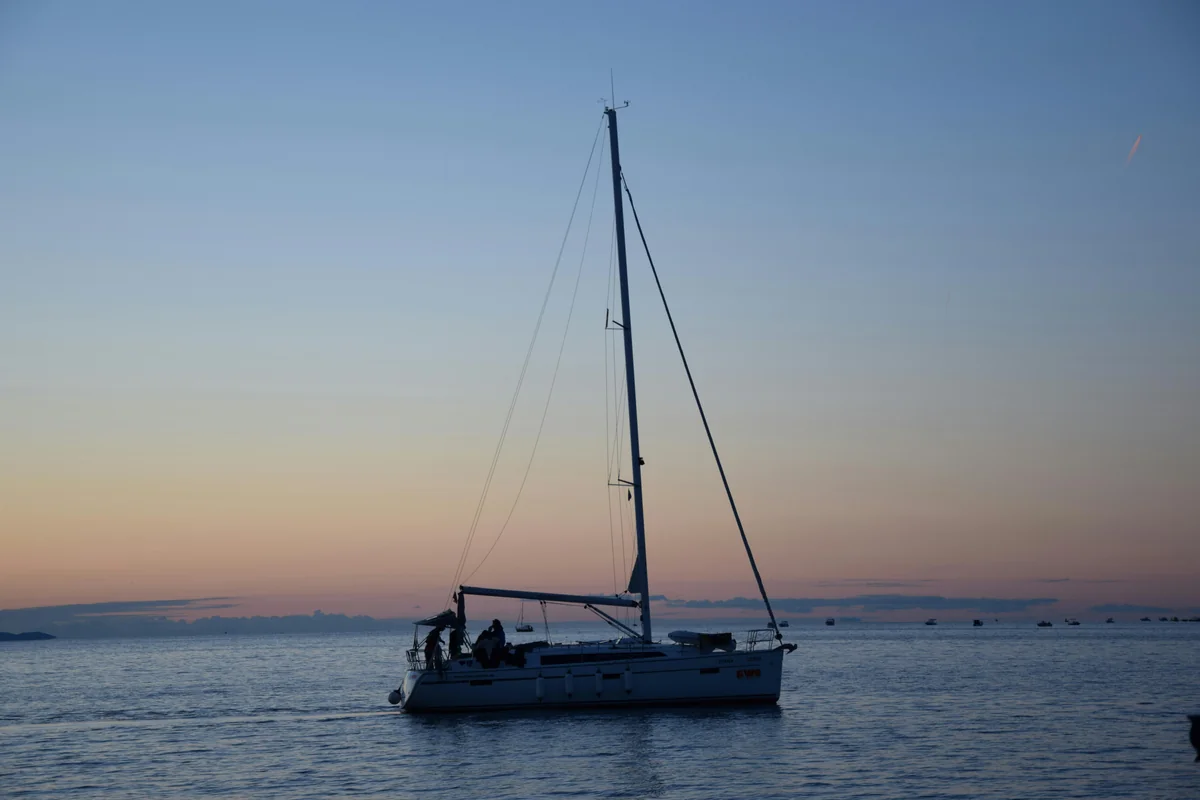 A sailboat at sunset in Key West