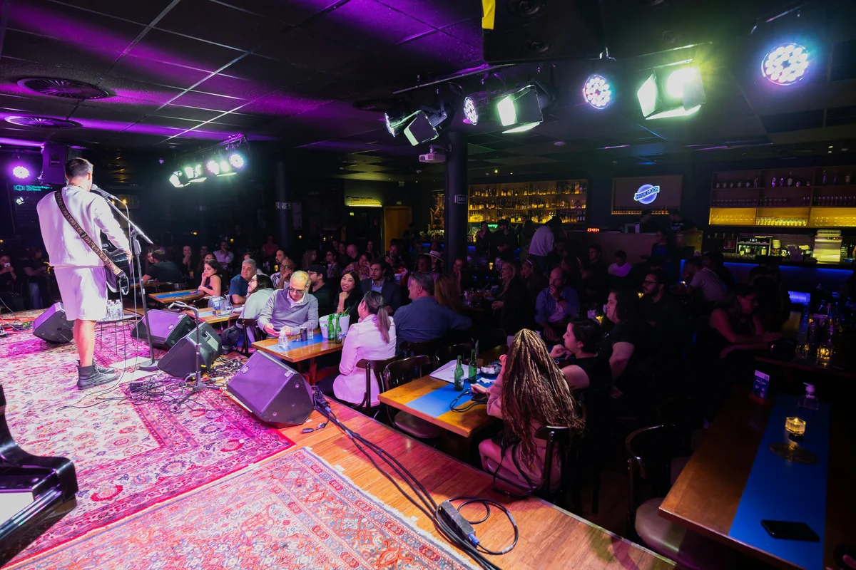 Crowd enjoying live music at a Key West bar