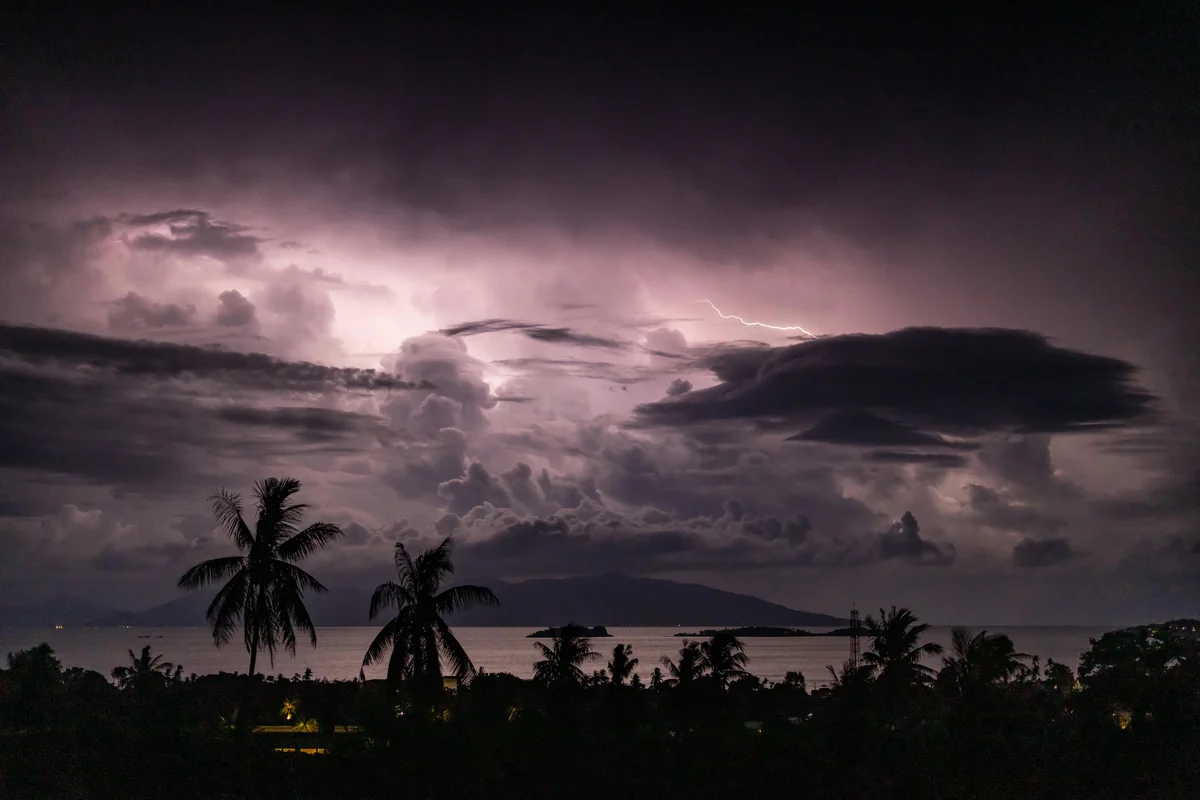 Wet season afternoon storms in Key West