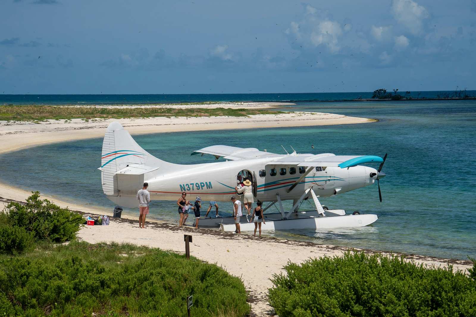 Seaplane on a beach near Key West for the Dry Tortugas day trip