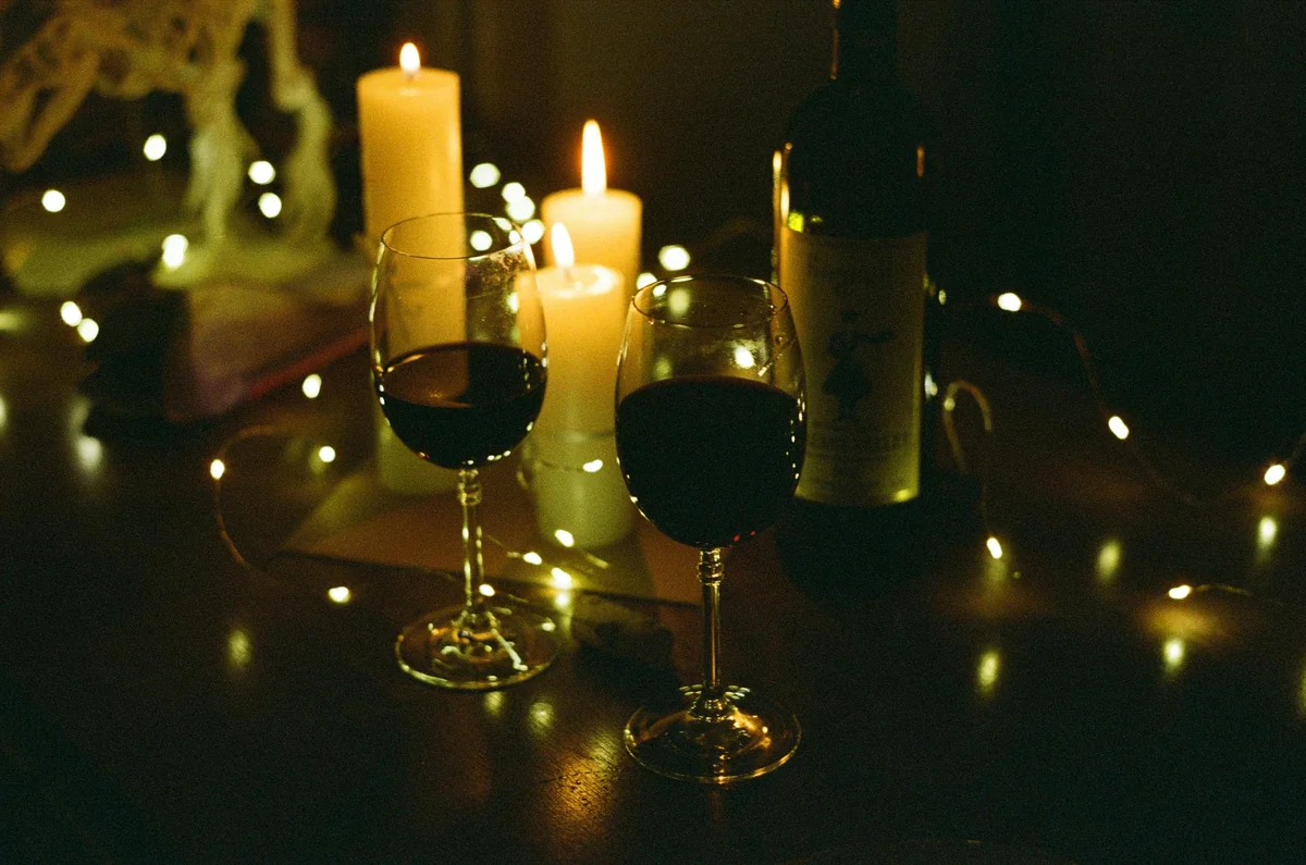 An intimate candlelit dinner for two